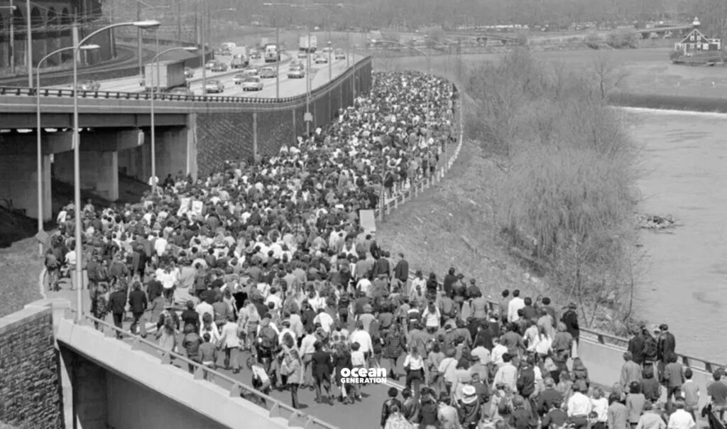 Looking back at the History of Earth Day: An image of demonstrators in Philadelphia, 1970. It's believed 20 million Americans raised awareness about environmentalism on the first Earth Day. Image shared via Ocean Generation