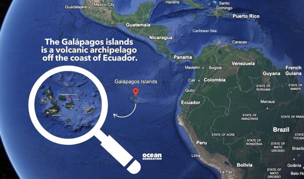 The Galpagos Islands is a volcanic archipelago off the coast of Ecuador. Posted by Ocean Generation.